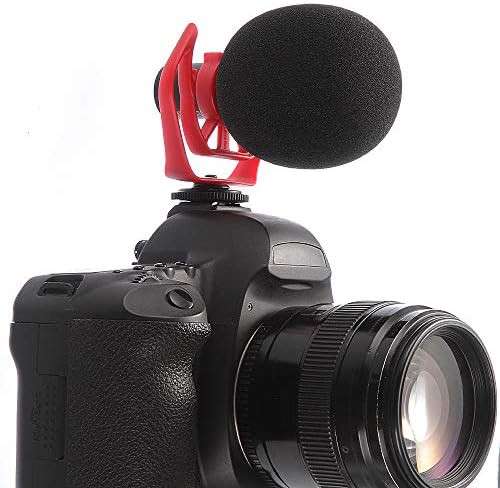 Fotga Universal Compact Smartphone Computador DSLR Câmera microfone, microfone de vídeo, pára -brisa de esponja, montagem