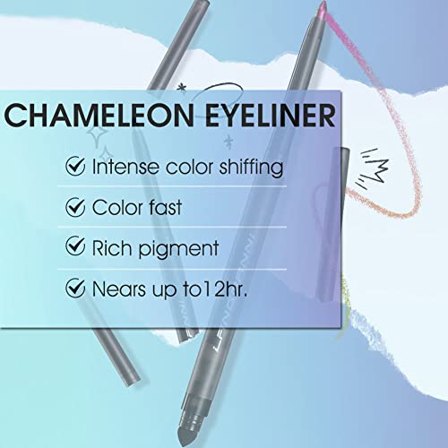 Weendliya Eyeliner lápis Chameleon Glitter Glitter Glitter Gel Geliner 12H 12h de longa duração, impermeável e anti-smudge