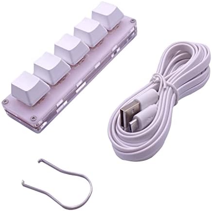 Mini 5-Key USB Teclado USB Macro Programmable Mechanical Gaming Keyboard OSU-Swappable Hot-Swappable, branco, 4,4*1,2*1.1