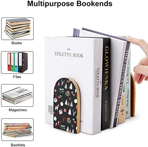 Livro de Livros de Livros Feliz Pattern Books Decorative Livro de madeira termina para Shelve Pack de 1 par