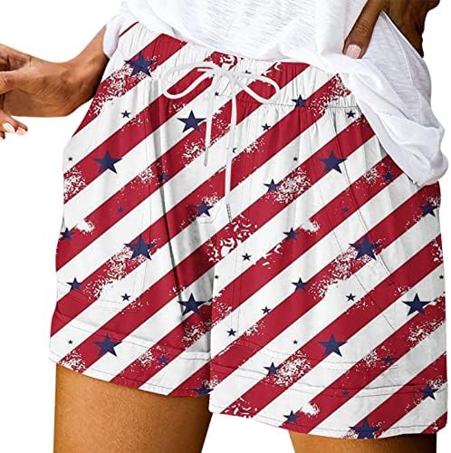 Shorts para feminino no verão da moda de praia calças da independência do Dia da Independência Prinha de cintura alta esportes