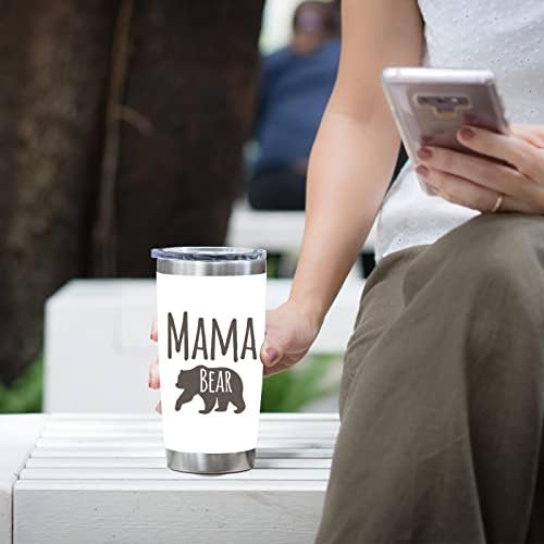 Mama Bear Tumbler Cup com tampa - Presentes engraçados para mulheres - Presentes do dia das mães - Presentes de aniversário para mamãe esposa - 20 onças