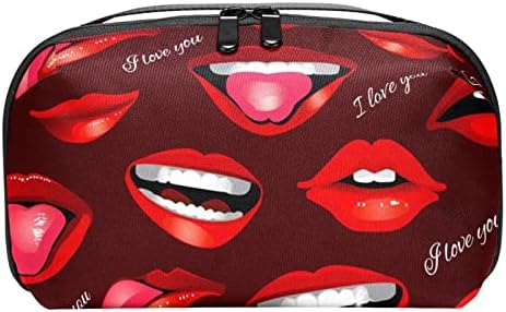 Lips Sexy Red Electronic Organizer, caixa de proteção à prova de choque, bolsa de bolsa organizadora de cabos de viagem pequena