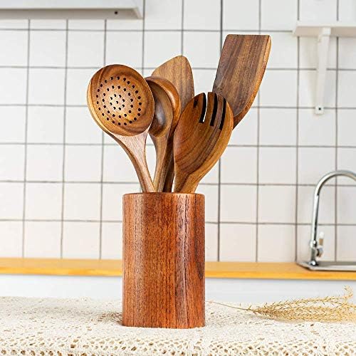 Conjunto de utensílios de cozinha de madeira, 5 PCs Natural Acacia Cooking Cooking Spurtle Conjunto para cozinha de cozinha antiaderente