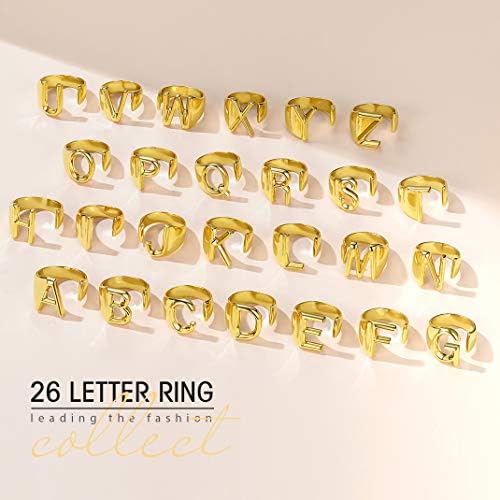 Keystyle Goldchic Jewelry Gold Bold Letra inicial Anel aberto Ajustável, Mulheres Rings Declaração Rings Personalizados