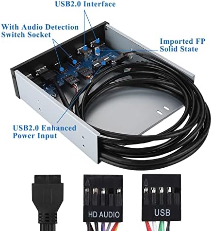 Hub do painel frontal USB, 2-porta USB3.0 + USB2.0 Placa de expansão HD-Audio de 19 pinos, 6 portas suportam USB3.0, USB 2.0, microfone,