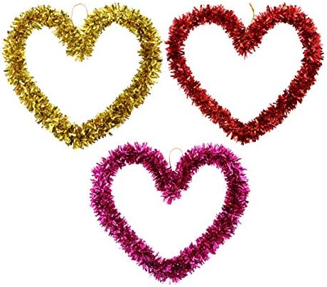 PretyZoom 3pcs Coração Tinsel Garlands Wrinalh Wreathing Holding Valentines Wreaths Greaths Wedding para a parede da parede