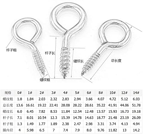 2-50pcs 0 1 2 3 4 5 6 8 10 12 14 Blue Zinc Light Hook Ring Ring Ovelha parafusos de gancho de olhos