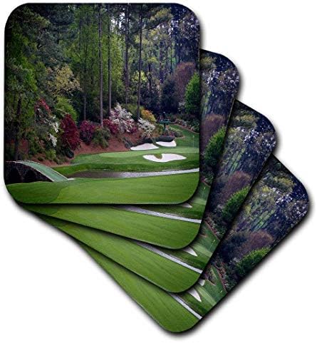 3drose cst_131410_3 Augusta Amen Corner Golf Course Golfters on Bridge Ceramic Tile Coaster
