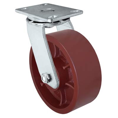 CasterHQ - 8 x 3 Caster giratório pesado - Roda de aço dúctil vermelha - 10.000 libras Capacidade por rodízio