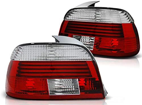 V-MaxZone Peças Luzes traseiras LED VR-629 LIMPAÇÃO TAIL LIGADA Lâmpada traseira Lâmpada de 1 par e lado do passageiro Conjunto completo de brancos vermelhos com BMW 5 Series E39 2000 2001 2002 2003 sedan