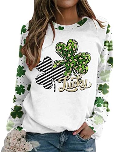 Yubnlvae Saint Patricks Day T-shirt feminino impresso Feio Crewneck de férias de grandes dimensões camisa