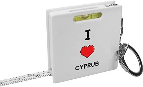 Azeeda 'eu amo Chipre' Fita de fita de chaveiro/ferramenta de nível de espírito