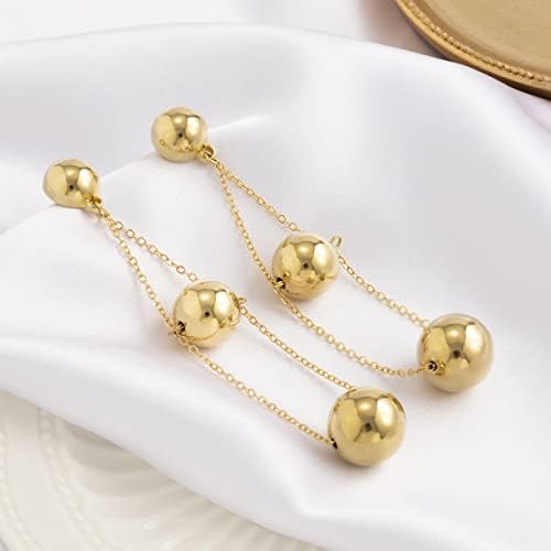 Doubnine Ball Dangle Chain Chain Declaração Brincos de ouro para mulheres