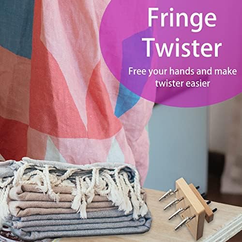 Fringe Twister com 4 clipes, ferramenta de fabricante de cordas de madeira para torcer rapidamente, finge twister para
