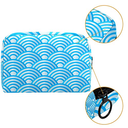 Bolsa de higiene pessoal Bolsa de lava -lava de maquiagem de viagem cosmética com zíper em papel digital japonês azul para acessórios de viagem Essentials