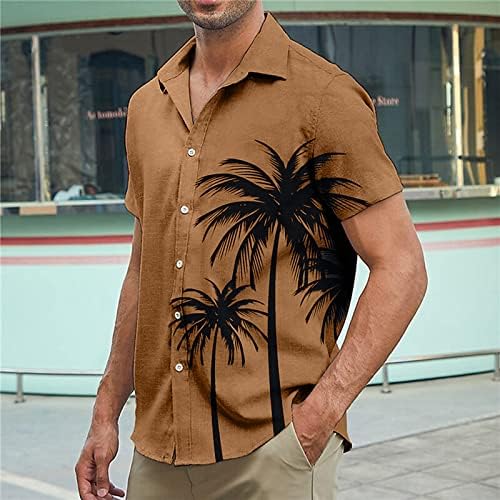 Hawaii Camisa de manga curta curta Casual Casual Guayabera Camisetas de praia soltas Tops de camisa de praia casual tropical