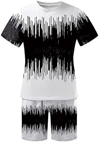 Mens Summer Shorts Casuais Conjuntos de Camiseta Ativa Classic Classic e Conjuntos curtos Bloco de cores Faixa de ajuste solto Conjunto de trajes