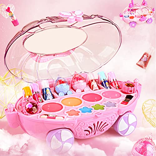Kit de maquiagem para crianças azusumi para meninas, carro de maquiagem lavável conjunto de carros princesa Cosmética Presente para crianças