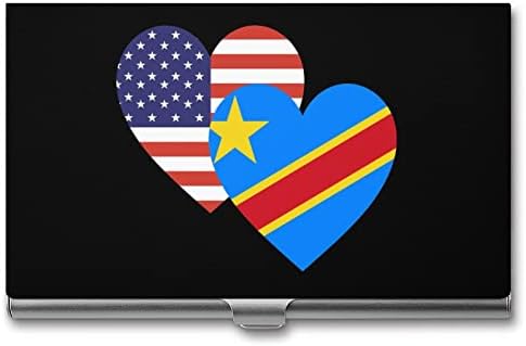 Congo American Heart Flag Bandy Id Card Titular Silm Case Profissional Metal Name Cartão Organizador