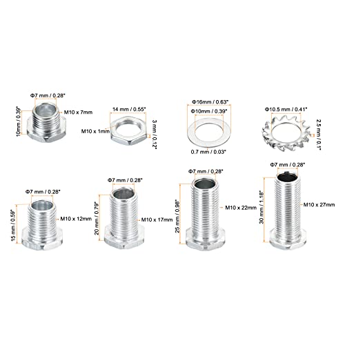 Patikil M10 parafusos de parafusos ocos, 4 em 1 /100 peças através do lustre do parafuso do orifício prendedores com porca sexta