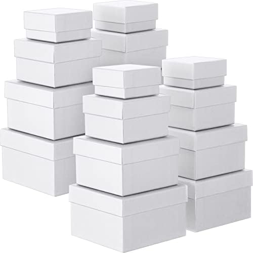 Yahenda 16 Pack Square Gift Boxes com tampas Caixa de presente 4 Tamanhos variados Caixas de presente de ninho com tampas para presentes