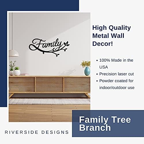 Riverside projeta a família Cursiva Word Metal Sign Decor | Decoração de parede pesada para sala de estar | Fabricado nos EUA