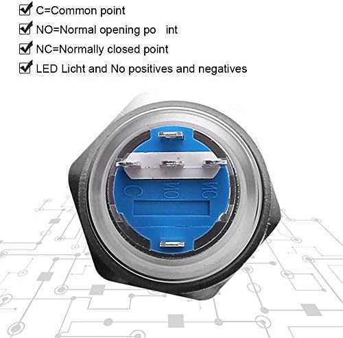 Botão de auto -bloco ， keenso 19mm 12V LED à prova d'água A inoxão de auto -liquidação Automulação Botão Pressionamento