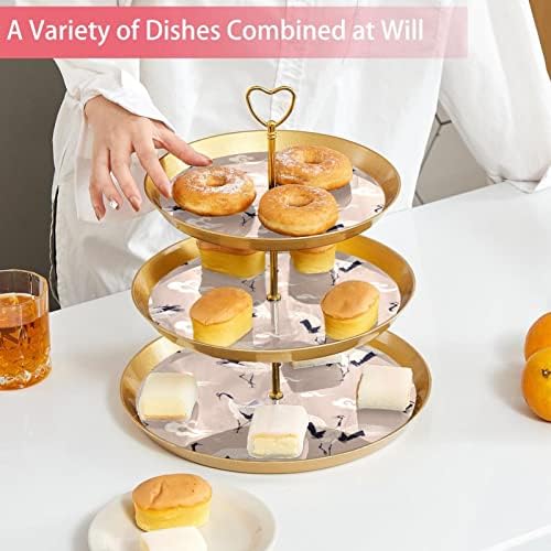 Stands de bolo Conjunto de 3, guindastes e nuvens Pedestal Display Table Sobessert Cupcake Stand para Celebração