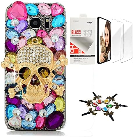 STENES Sparkle Case Compatível com Caixa Samsung Galaxy A42 5G - Stylish - 3D Bling Handmade Big Skull Design Cover Case com protetor de tela [2 pacote] - Prata