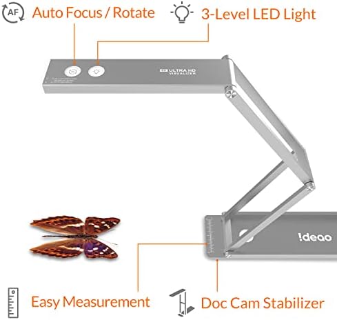 IDEO DC400 4K USB Câmera de documento portátil/webcam 13mp 4k/30fps, 1080/60fps, visualizador de foco automático 2-em-1