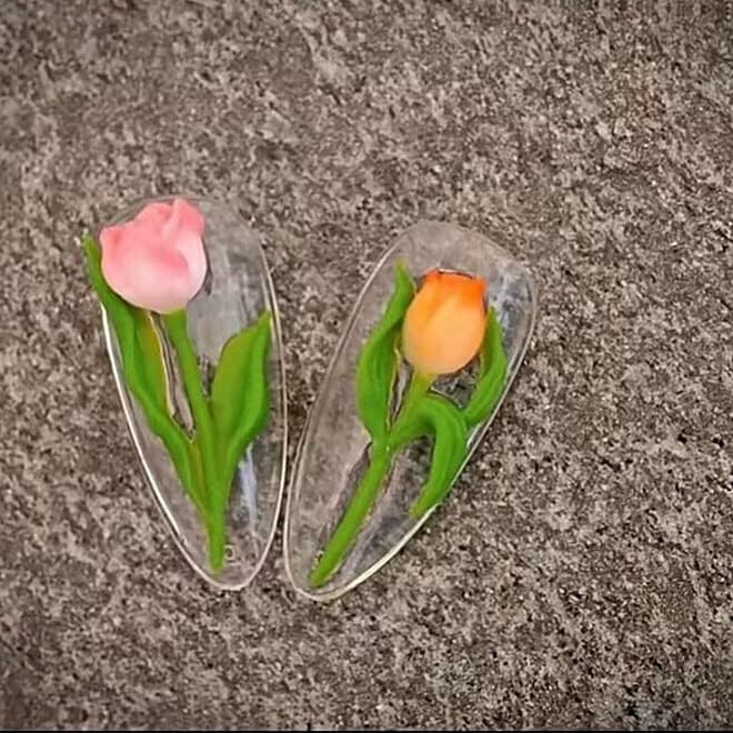 1pc rosa tulip 3d mofo lily of the vale as unhas decorações de arte unhas diy design silicone unhg unhas molde