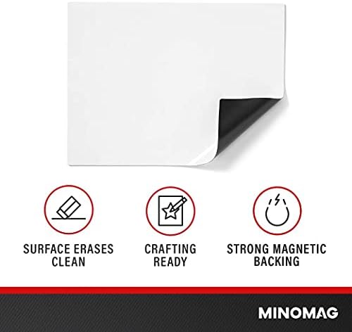 Minomag Solas magnéticas de placa de apagamento seco | Quadro branco flexível com apoio de ímã de geladeira, 9 ”x 12”