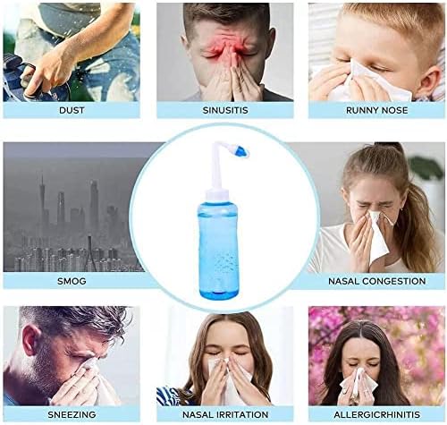 Ruifaya 500 ml de limpador de garrafa de garrafa do nariz Sistema de lavagem do nariz Pote sinusal Limpa o hidrés Protetor V8u1 e alergias