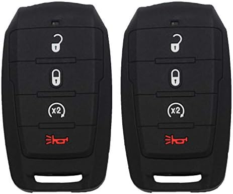 BTTOPARS 2PCS 4 BOTÃO BOTÃO Black Silicone Remote Remote Smart Key Caso FOB Caso de capa Protetor Compatível com Dodge Ram 1500