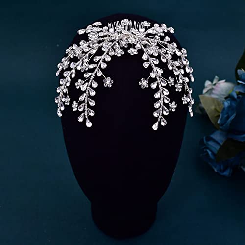 Mopmap Rhinestone Hair Hair Pente para noiva, capacete de casamento para noiva, jóias de cabelo de casamento, acessórios