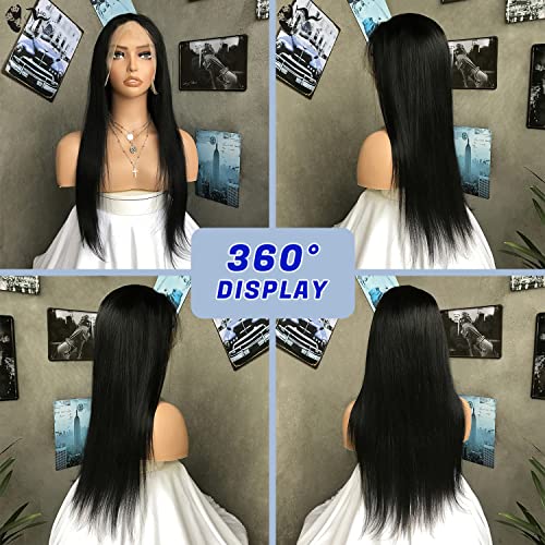Rovaya 13x4 Perucas frontais de renda longa perucas de cabelo humano retas para mulheres negras 150% densidade de cabelo humano
