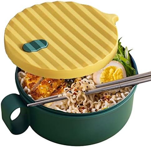 Ai Love Peace Microondas Ramen Bowl tigela de macarrão com tampa Speedy ramen panela em minutos BPA grátis e lava -louças Safe for office College Dorm Room Cooking Instant