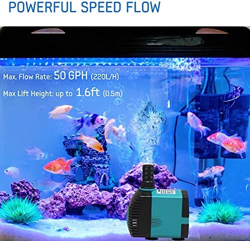 Welkinside Small Submersible Ultra silencioso bomba de peixe para aquário, remoção de esgotador de filtro de água para tanque de peixe, bomba de circulação limpador de tanque de peixe para hidroponia da lago