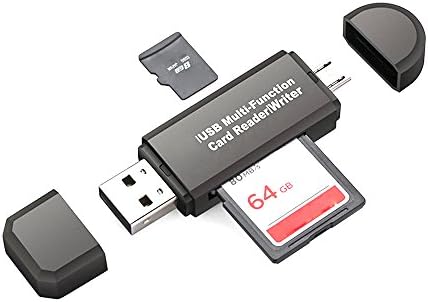 Card Reader, Mini USB 2.0 +OTG Micro SD/SDXC TF Card Reader Adapter U Disco para telefone e computador