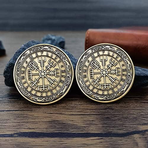 Viking Vegvisir Coin Viking Compass Coin Wayfinder Símbolo Nórdico Mitologia Talisman