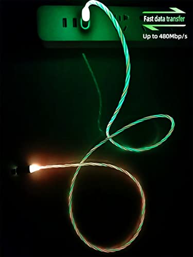 Ulikto 3,3 pés/1m Cabo USB 3A Tipo C LED LIGHT UP CABREGEM CABELO 7 CORES RGB MONTAÇÃO GRUPO GRADUA