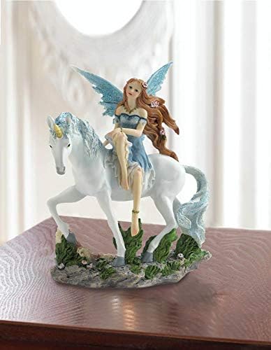 Wakatobi Magic Blue Fairy Princesa Sparkle White Unicorn Hore Statue Sculpture Statue