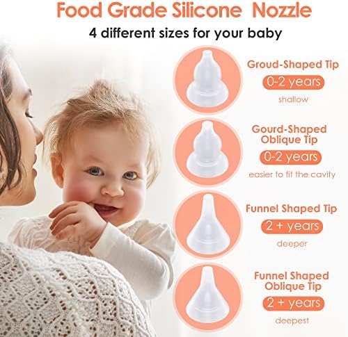 Aspirador nasal de Hitomi para bebê, aspirador de nariz elétrico para criança com sucção ajustável de 3 níveis, baixo ruído recarregável