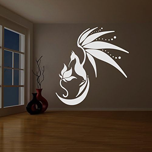 Slaf Ltd. Flor/brilho de pássaro de fada da parede de vinil brilhante Fada de pássaro/brilho no adesivo de decoração de arte escura/fantasia luminescent mural garoto quarto