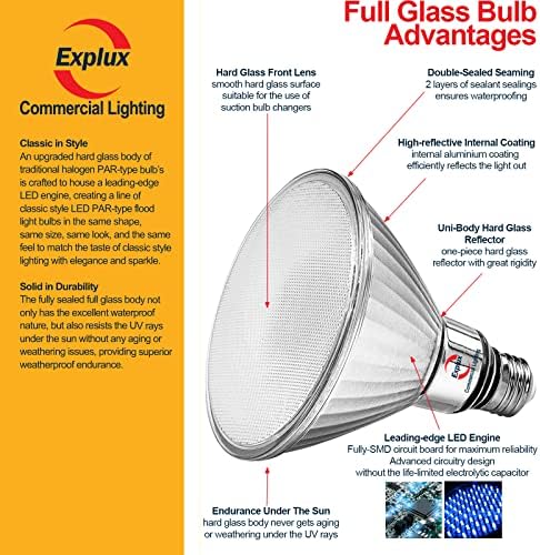 Explux 300W Sensor de movimento equivalente Bulbos de inundação, Ultra Bright 3300 Lumens, Ledbs Led de Segurança Par38 ao ar38 Com