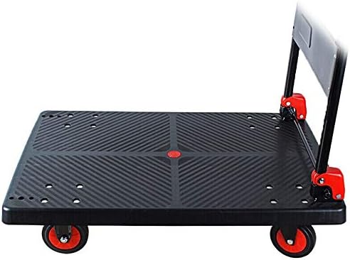 Portátil dobrar o carrinho de mão dobrável Push Hand Caminhão dobrável Carrinho de 4 rodas Dolly para fácil armazenamento e rodas giratórias de 360 ​​graus