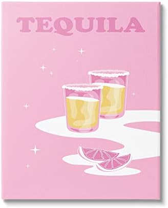 Stuell Industries Bold Pink Tequila Fotos de coquetel de cozinha Tipografia Arte da parede, design de Birch & Ink