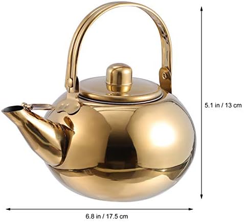 Luxshiny pote de aço inoxidável bule, chaleira de chá de metal com chaleira para ferver infusser bule de chá fervente para panela de chá de escritório