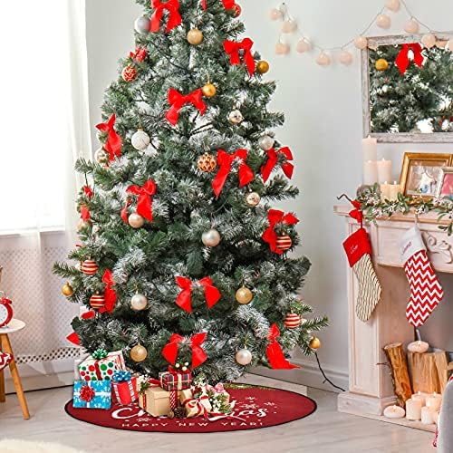 Xigua Feliz Natal árvore de Natal Stand 28,3 polegadas, tapete de bandeja à prova d'água para protetor de chão Decorações de festas